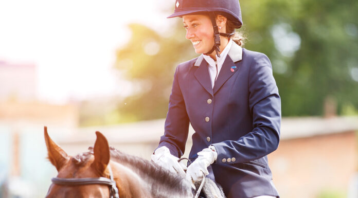An equestrian uses visualization strategy to calm her nerves at a horse show